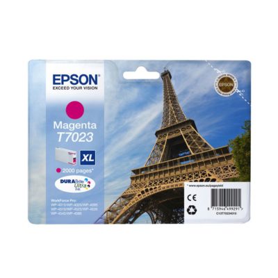Epson Eiffel Tower T7023 Xl DURABrite Ultra Ink, High Yield Ink Cartridge, Magenta Single Pack, C13T70234010
